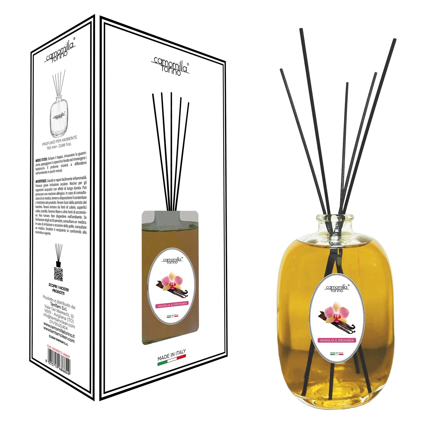 Diffusore a bastoncini 700 ml. linea Stone Vaniglia e Orchidea