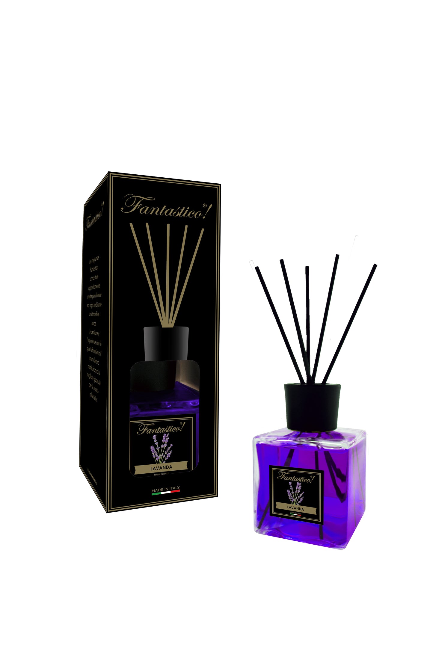 Diffusore a bastoncino Cubo 500ml-Fantastico Nero-Lavanda