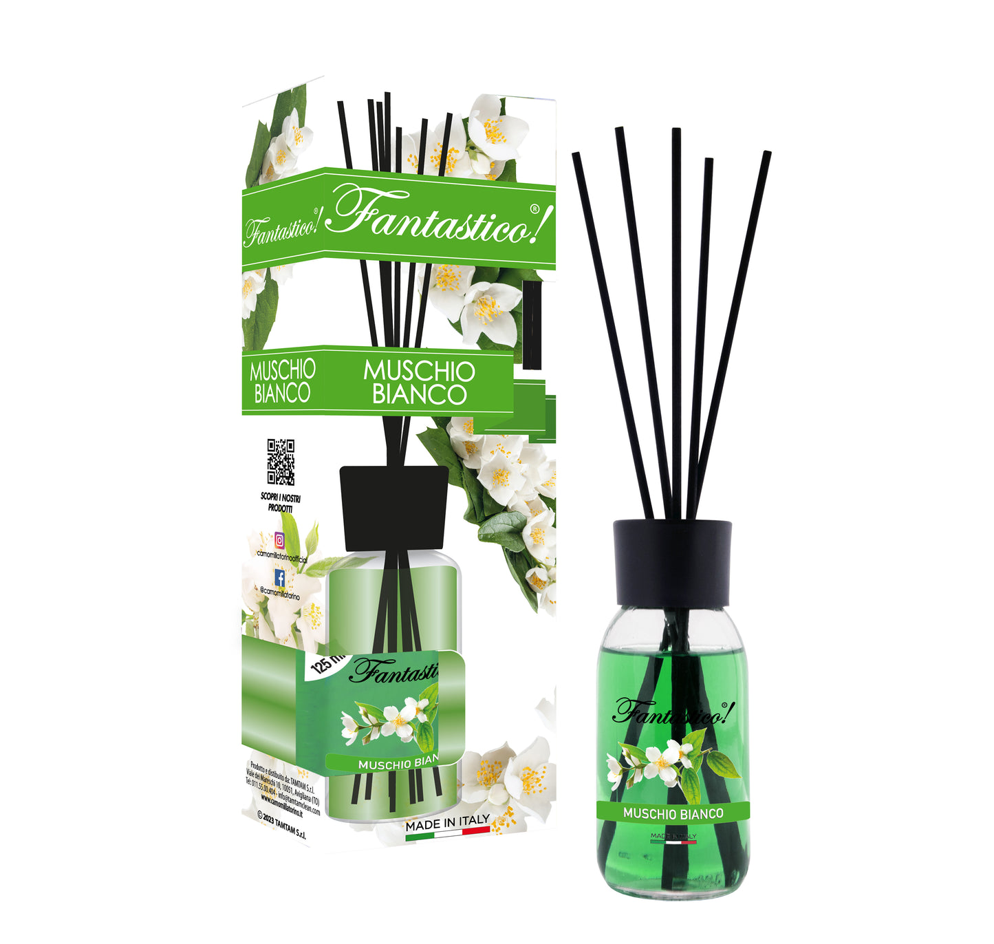 Diffusore a bastoncino 125ml-Fantastico-Muschio Bianco