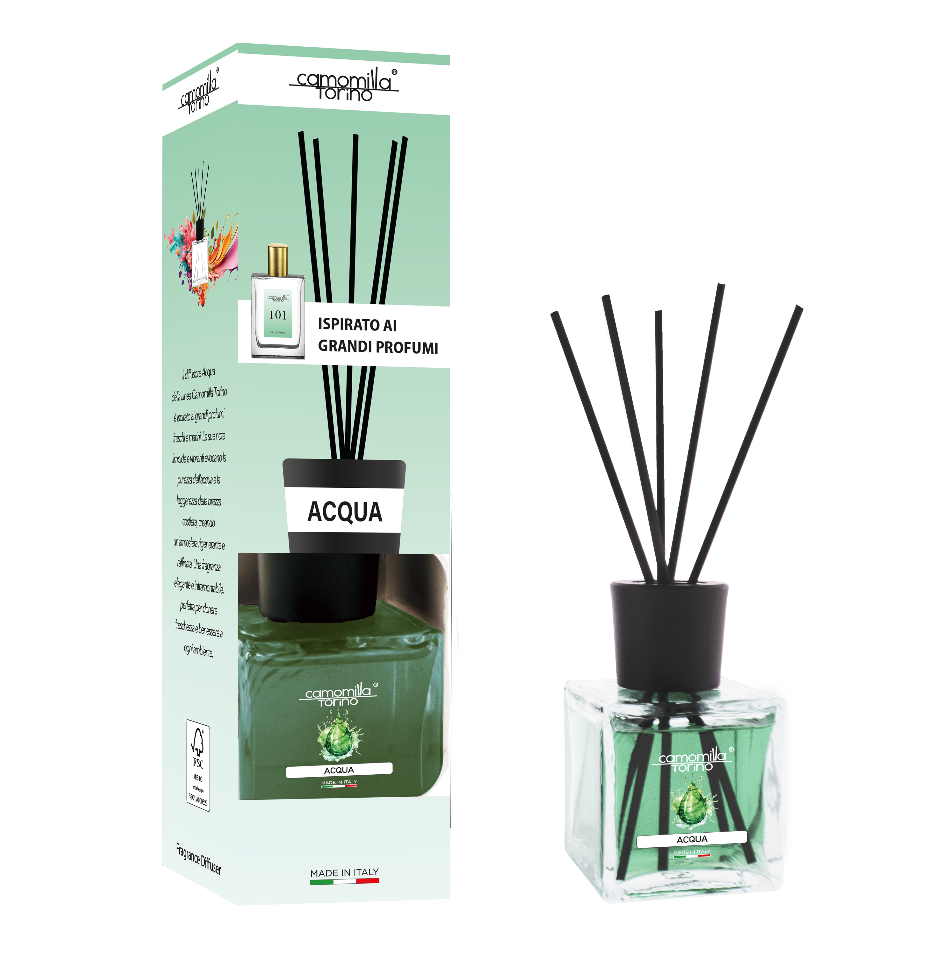 Diffusore per ambienti Cubo 200ml. Linea Moda - Acqua