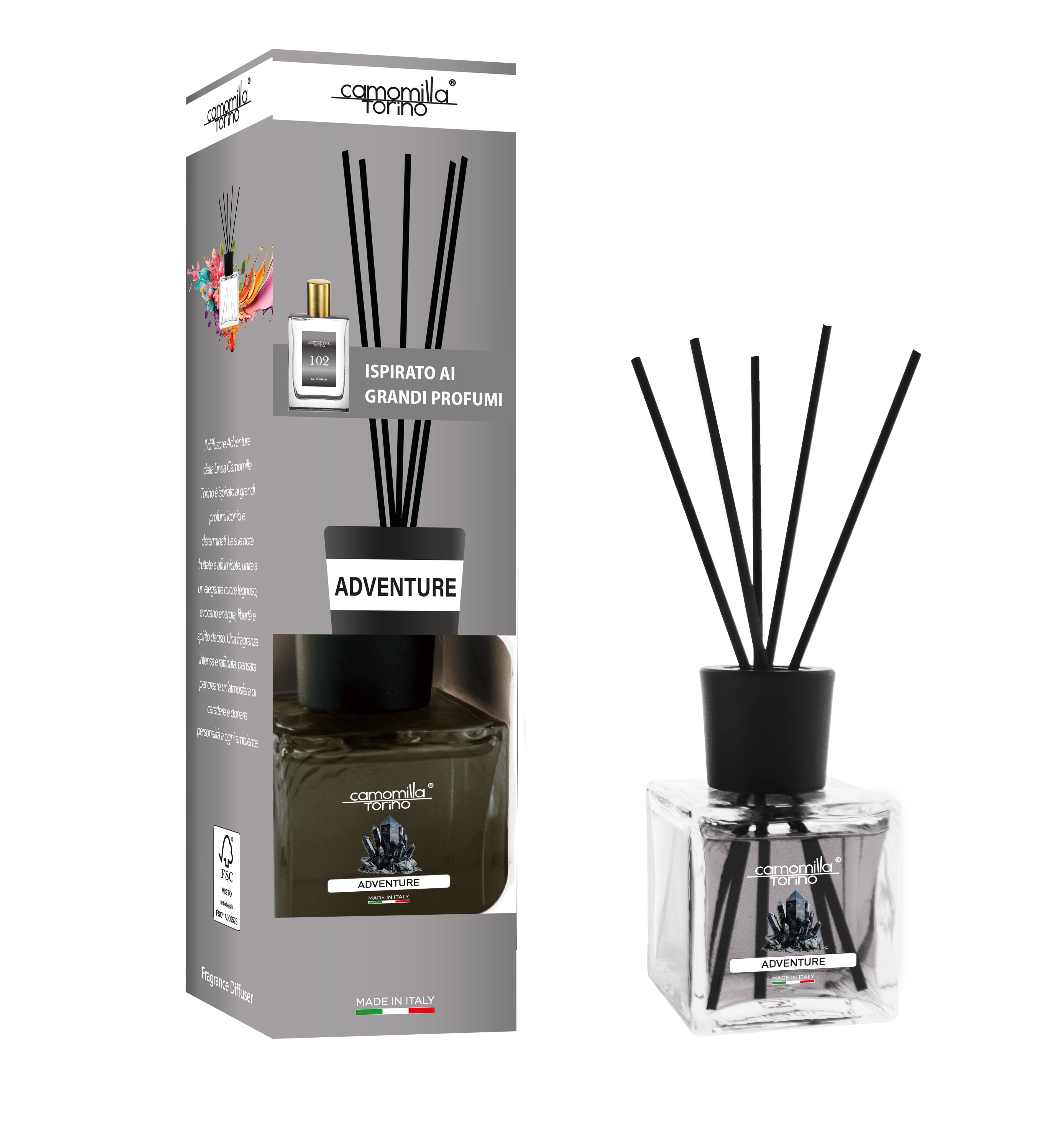 Diffusore per ambienti Cubo 200ml. Linea Moda - Adventure