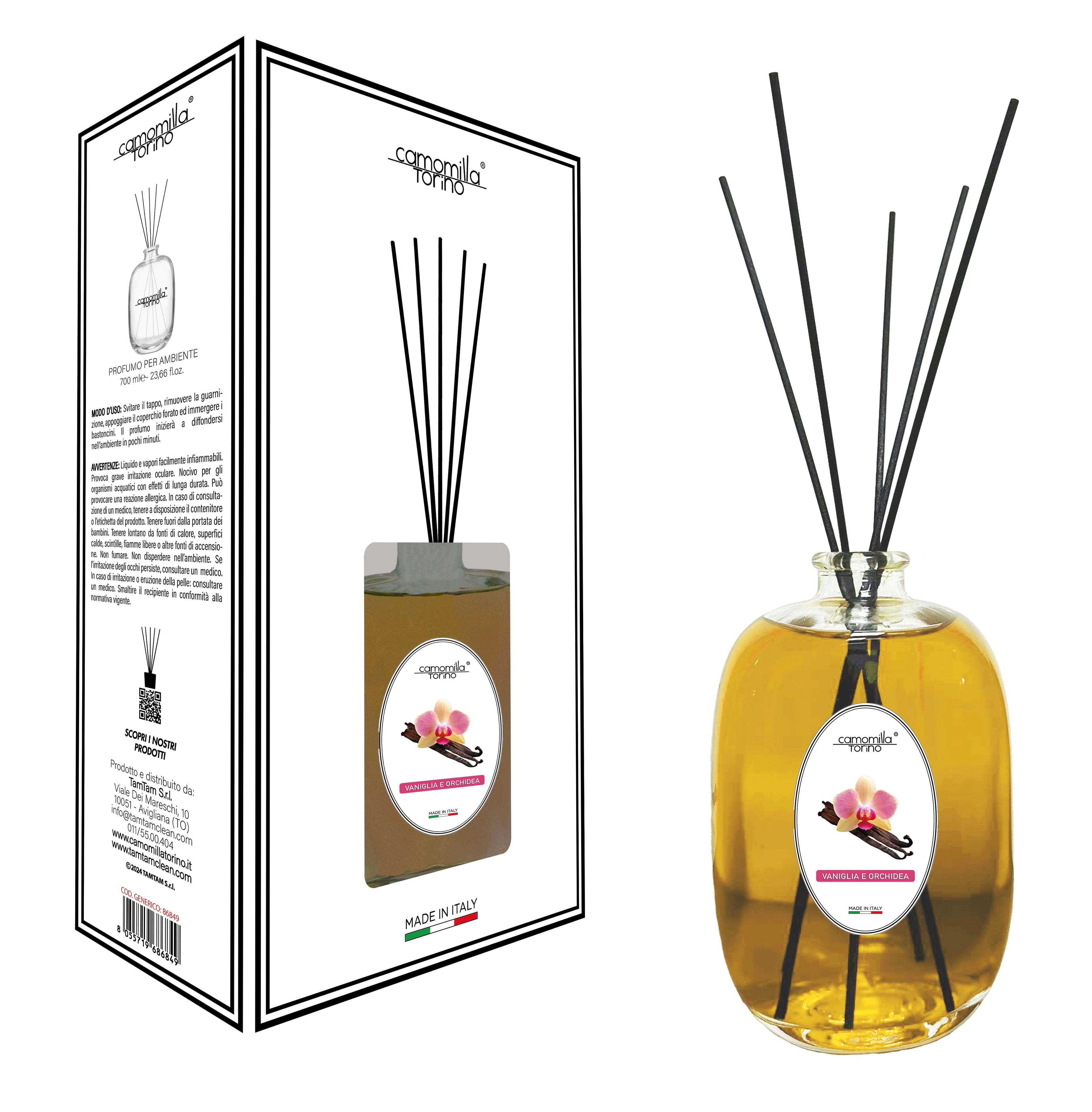 Diffusore a bastoncini 700 ml. linea Stone Vaniglia e Orchidea