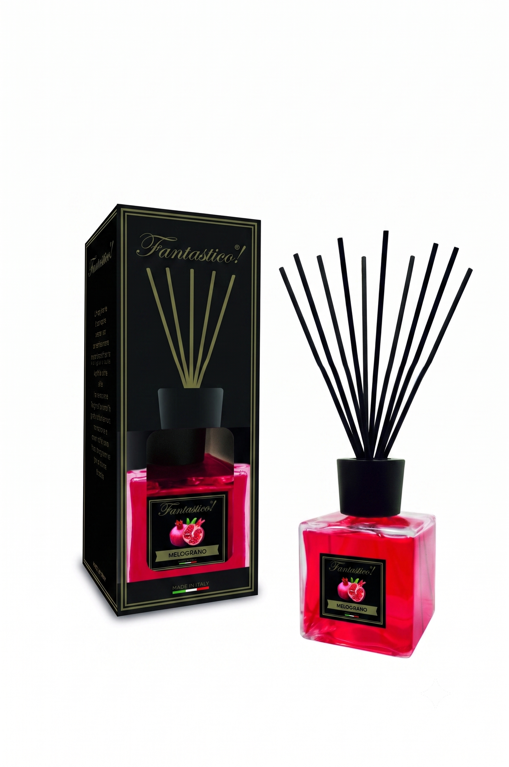 Diffusore a bastoncini Cubo 500ml-Fantastico Nero-Melograno