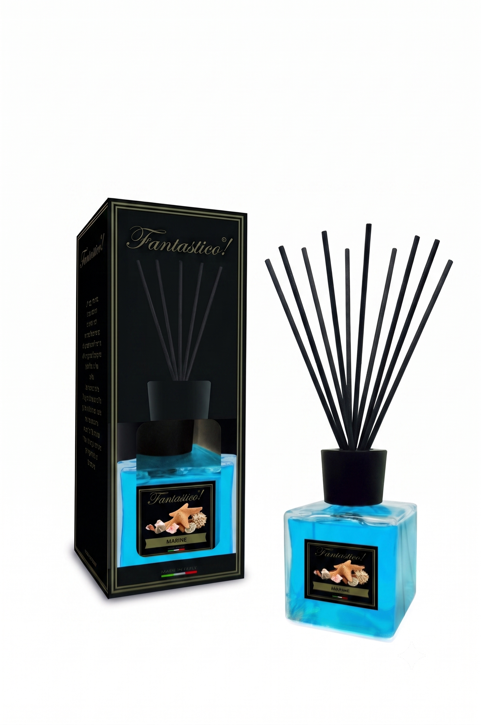 Diffusore a bastoncini Cubo 500ml-Fantastico Nero-Marine