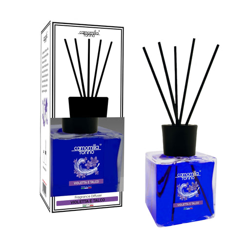 Diffusore a bastoncini Cubo – Violetta e Talco
