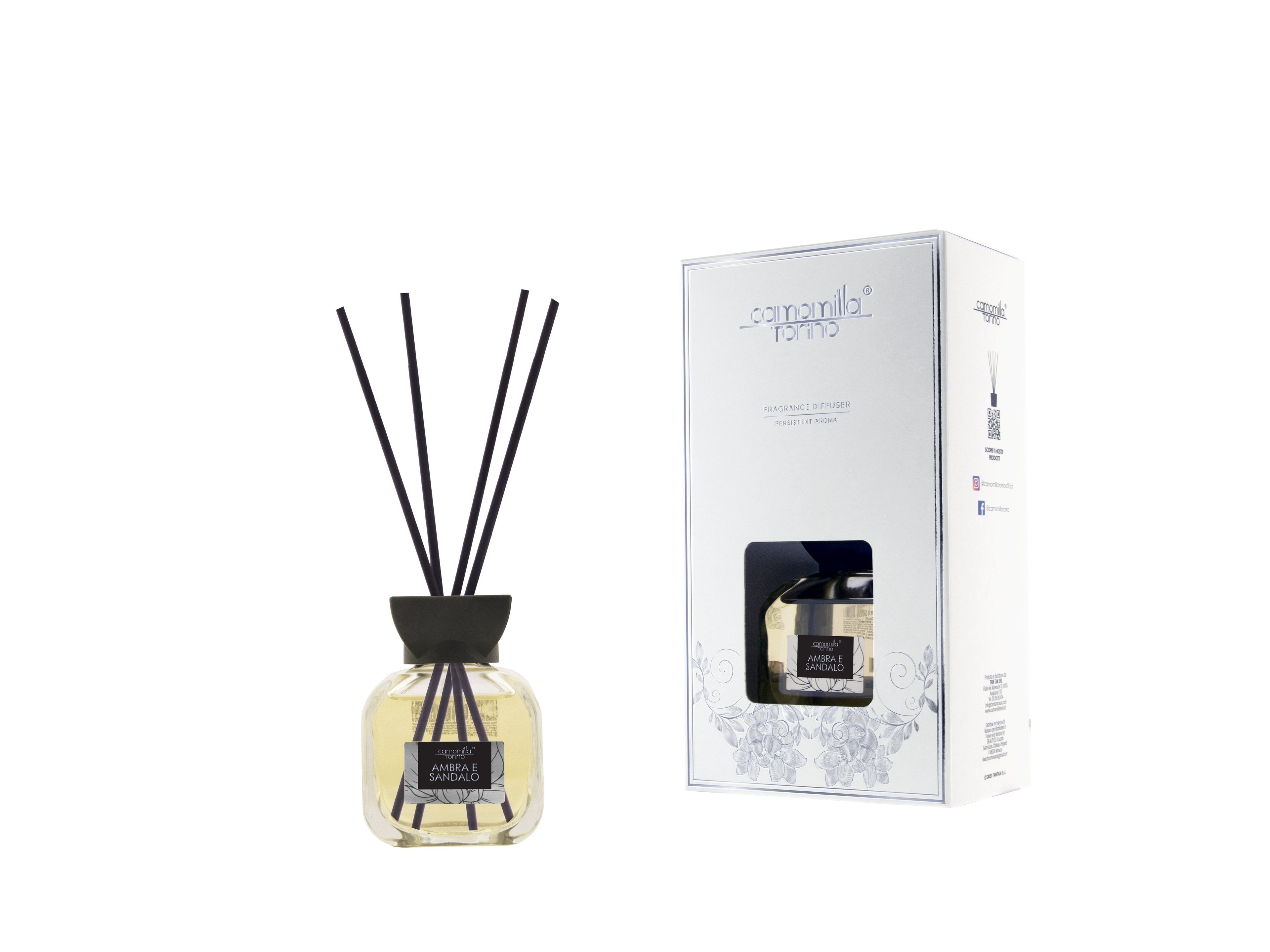 Diffusore a Bastoncini Linea Yvonne 100 ml Ambra e Sandalo Camomilla Torino 7 Kōdō.boutique