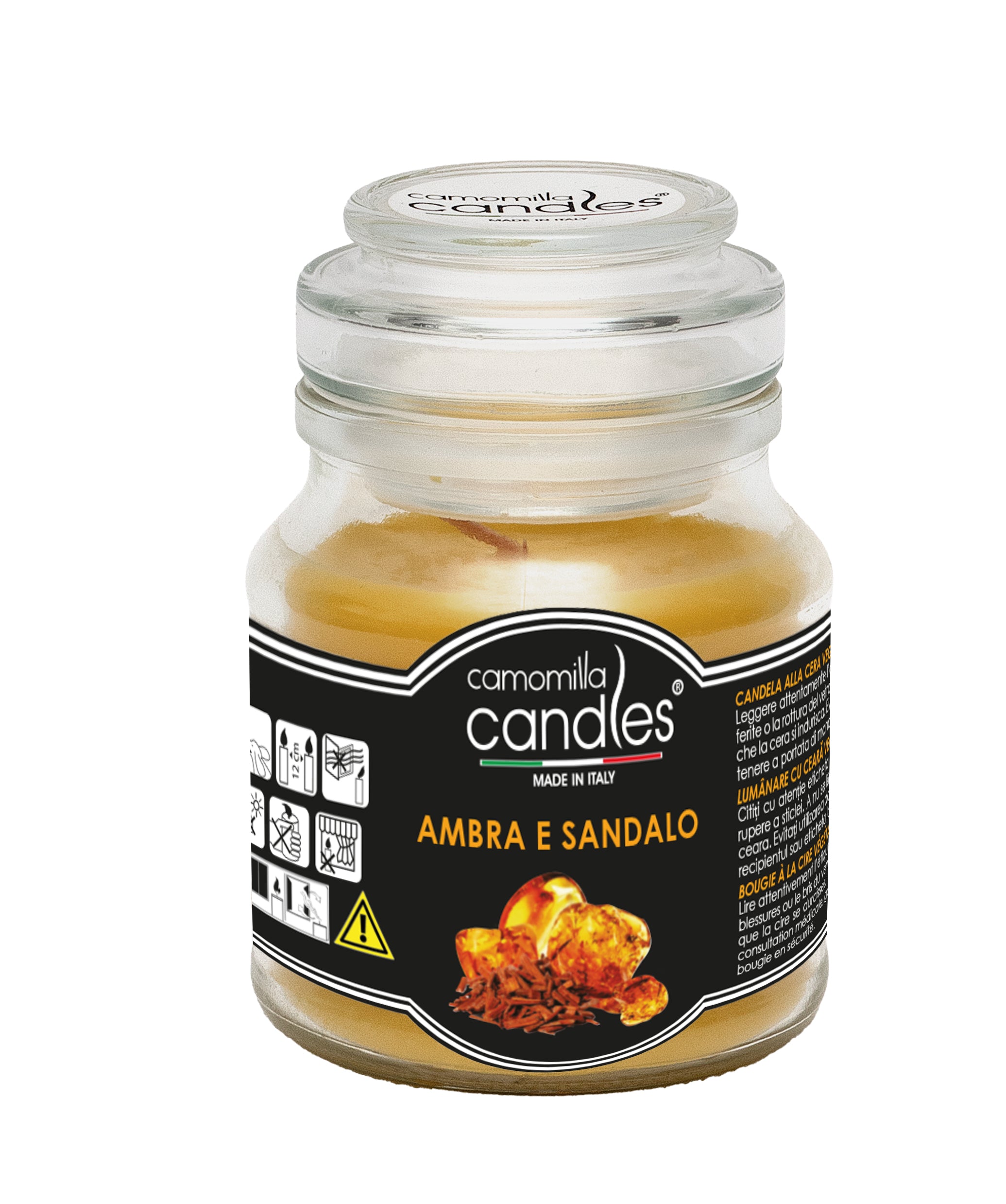 Candela profumata Giara, 130gr.-Ambra e sandalo