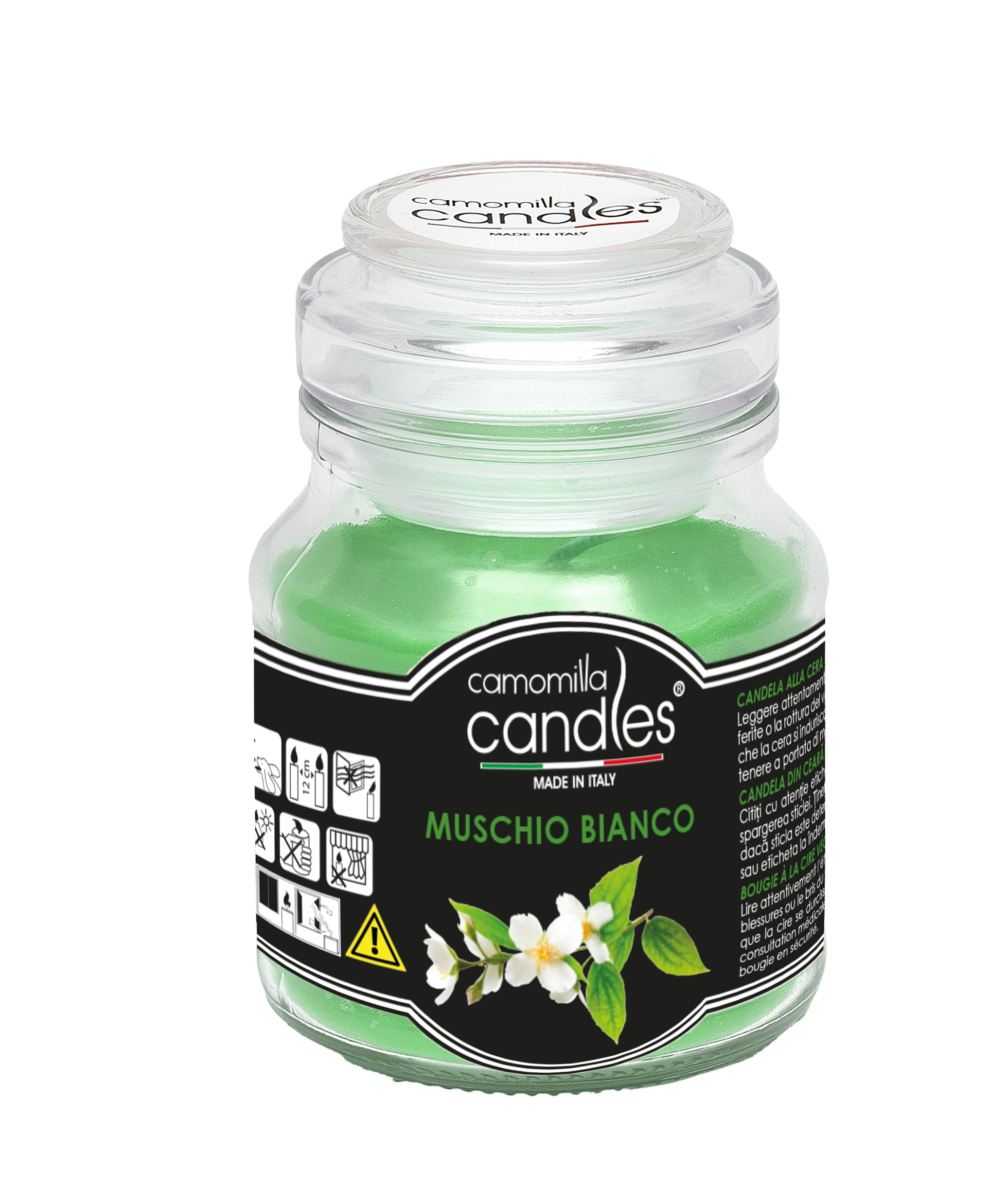 Candela profumata Giara, 130gr.-Muschio bianco